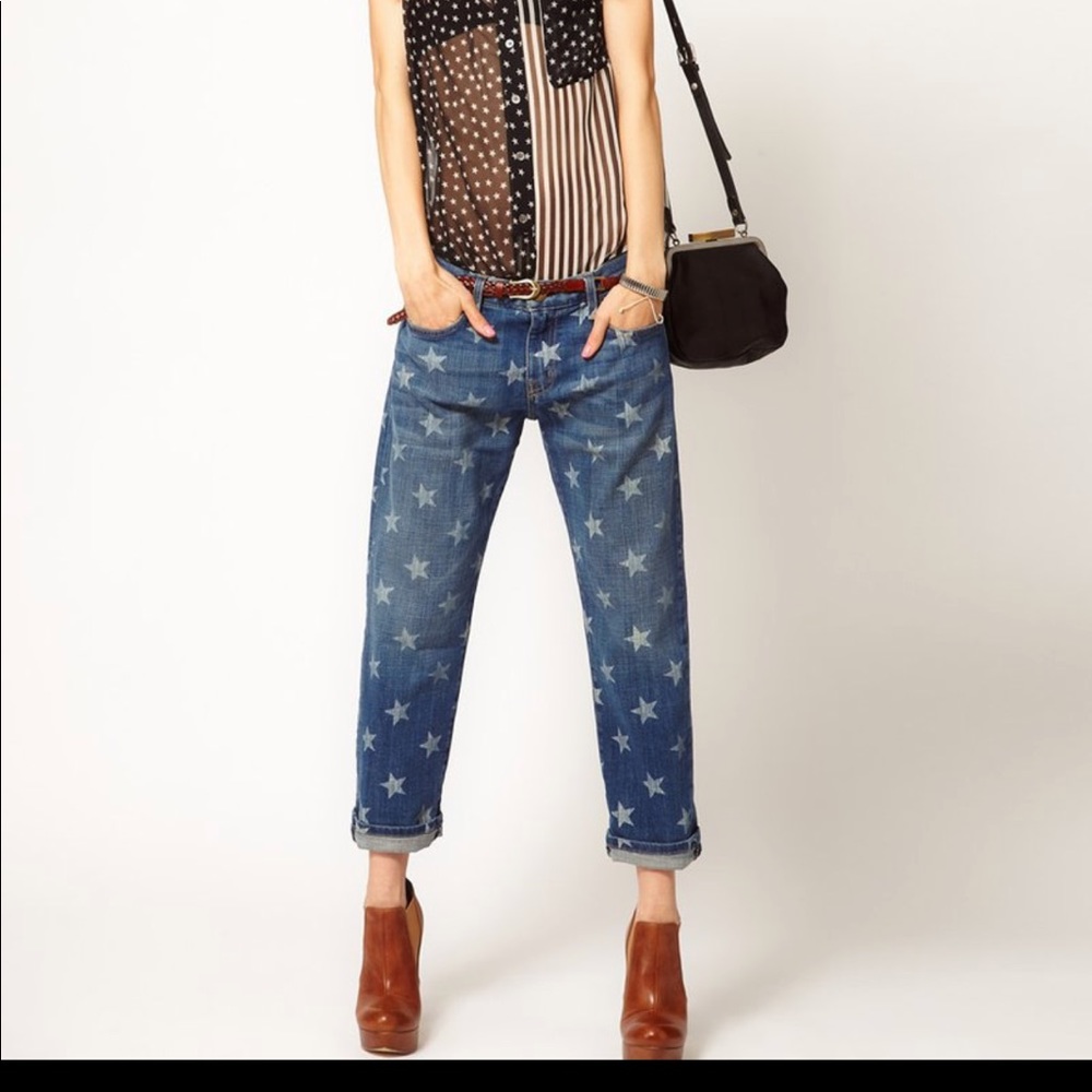 Current Elliott boyfriend white star jeans